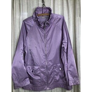 Chicos Zenergy Size 3 Windbreaker Jacket Womens Lavender Lightweight Full Zip
